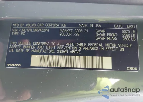 2022 Volvo S60 B5 Inscription из США, поврежденный, VIN 7JRL12TL2NG162014